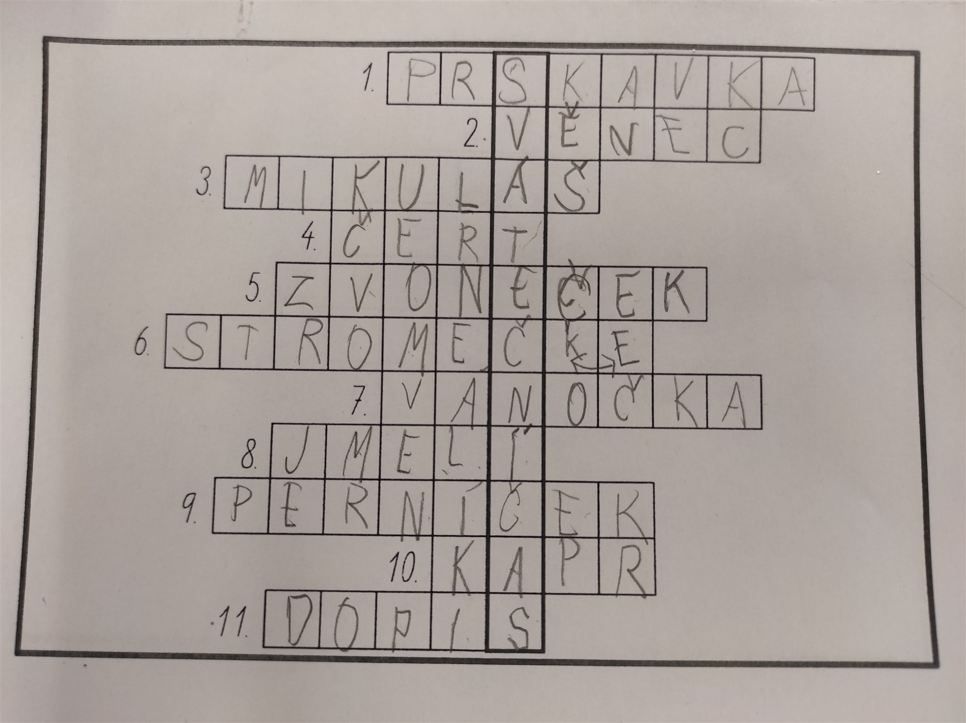 Běhací vánoční křížovka